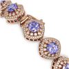 Image 3 : 38.1 ctw Tanzanite & Diamond Victorian Bracelet 14K Rose Gold - REF-1136F8M