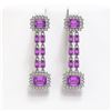 Image 1 : 10.36 ctw Amethyst & Diamond Earrings 14K White Gold - REF-191H3R