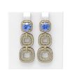Image 1 : 7.02 ctw Tanzanite & Diamond Earrings 18K Yellow Gold - REF-350M9G