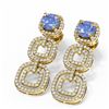 Image 3 : 7.02 ctw Tanzanite & Diamond Earrings 18K Yellow Gold - REF-350M9G