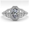 Image 1 : 1.0 ctw VS/SI Oval Diamond Engagment Ring Art Deco 18k White Gold - REF-299G4W