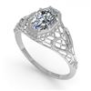 Image 2 : 1.0 ctw VS/SI Oval Diamond Engagment Ring Art Deco 18k White Gold - REF-299G4W