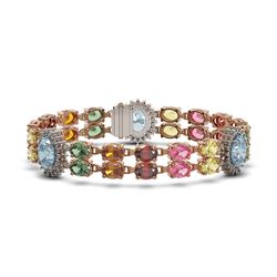 33.79 ctw Sapphire & Diamond Bracelet 14K Rose Gold - REF-265X9A