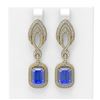 Image 1 : 12.22 ctw Tanzanite & Diamond Earrings 18K Yellow Gold - REF-709W3H
