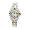 Image 2 : Rolex Men's Two Tone 14K Gold/SS, QuickSet, Diam/Emerald Dial & Diam/Emerald Bezel - REF-575N7A