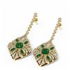 Image 3 : 4.19 ctw Emerald & Diamond Earrings 18K Yellow Gold - REF-311A3N