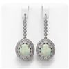 Image 1 : 10.26 ctw Certified Opal & Diamond Victorian Earrings 14K White Gold - REF-346R5K