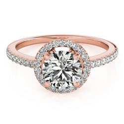 0.9 ctw Certified VS/SI Diamond Halo Ring 18k Rose Gold - REF-99H3R