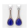 Image 1 : 23.4 ctw Sapphire & Diamond Earrings 18K Rose Gold - REF-709W3H