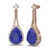 Image 2 : 23.4 ctw Sapphire & Diamond Earrings 18K Rose Gold - REF-709W3H