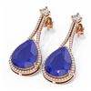 Image 3 : 23.4 ctw Sapphire & Diamond Earrings 18K Rose Gold - REF-709W3H