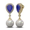 Image 2 : 8.03 ctw Sapphire & Diamond Earrings 18K Yellow Gold - REF-254H5R
