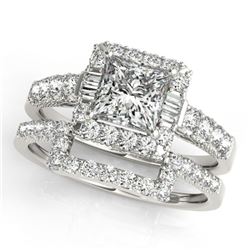 2.02 ctw Certified VS/SI Princess Diamond 2pc Set Halo 14k White Gold - REF-347W5H