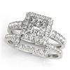 Image 1 : 2.02 ctw Certified VS/SI Princess Diamond 2pc Set Halo 14k White Gold - REF-347W5H
