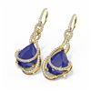Image 3 : 22.9 ctw Sapphire & Diamond Earrings 18K Yellow Gold - REF-618N2F