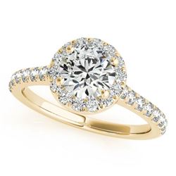 1.11 ctw Certified VS/SI Diamond Halo Ring 18k Yellow Gold - REF-160M2G