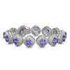 Image 1 : 38.1 ctw Tanzanite & Diamond Victorian Bracelet 14K White Gold - REF-1136A8N