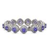 Image 2 : 38.1 ctw Tanzanite & Diamond Victorian Bracelet 14K White Gold - REF-1136A8N