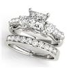 Image 1 : 1.85 ctw VS/SI Diamond 3 Stone Princess Cut 2pc Set 14k White Gold - REF-229H3R