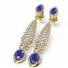 Image 3 : 11.32 ctw Sapphire & Diamond Earrings 18K Yellow Gold - REF-490N9F