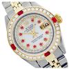 Image 1 : Rolex Men's Two Tone 14K Gold/SS, QuickSet, Diam/Ruby Dial & Diam/Ruby Bezel - REF-575W3H