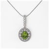 Image 2 : 4.22 ctw Tourmaline & Diamond Victorian Necklace 14K White Gold - REF-134H2R