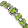 Image 2 : 26.52 ctw Peridot & Diamond Bracelet 14K White Gold - REF-244W8H