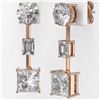 Image 3 : 3.5 ctw Princess Cut Diamond Designer Earrings 18K Rose Gold - REF-764H3R