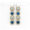 Image 1 : 6.25 ctw Blue & Diamond Micro Pave Earrings 18K Yellow Gold - REF-586Y8X