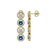 Image 2 : 6.25 ctw Blue & Diamond Micro Pave Earrings 18K Yellow Gold - REF-586Y8X