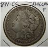 Image 1 : 1891-CC MORGAN SILVER DOLLAR