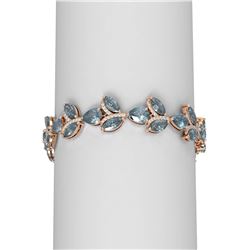27.72 ctw Blue Topaz & Diamond Bracelet 18K Rose Gold - REF-345G5W