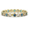Image 2 : 15.35 ctw Blue & Diamond Micro Pave Bracelet 18K Yellow Gold - REF-2591H6R