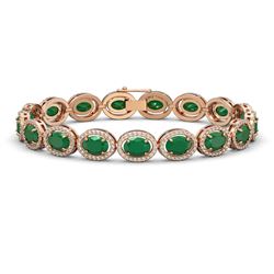 22.89 ctw Emerald & Diamond Micro Pave Halo Bracelet 10k Rose Gold - REF-291A5N