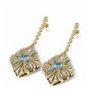 Image 3 : 4.19 ctw Aquamarine & Diamond Earrings 18K Yellow Gold - REF-311W3H