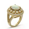 Image 2 : 5.28 ctw Certified Opal & Diamond Victorian Ring 14K Yellow Gold - REF-191R3K
