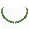 Image 1 : 65.77 ctw Jade & Diamond Necklace 14K Yellow Gold - REF-581H8R