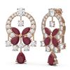 Image 2 : 17.33 ctw Ruby & Diamond Earrings 18K Rose Gold - REF-906H4R
