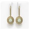Image 1 : 7.81 ctw Certified Opal & Diamond Victorian Earrings 14K Yellow Gold - REF-256F8M