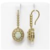 Image 2 : 7.81 ctw Certified Opal & Diamond Victorian Earrings 14K Yellow Gold - REF-256F8M