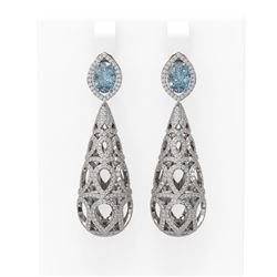 6.8 ctw Aquamarine & Diamond Earrings 18K White Gold - REF-527W3H