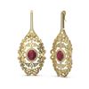 Image 2 : 18.58 ctw Ruby & Diamond Earrings 18K Yellow Gold - REF-890H9R