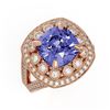 Image 1 : 6.72 ctw Certified Tanzanite & Diamond Victorian Ring 14K Rose Gold - REF-228N8F