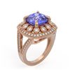 Image 2 : 6.72 ctw Certified Tanzanite & Diamond Victorian Ring 14K Rose Gold - REF-228N8F