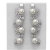 Image 1 : 4.12 ctw Diamond & Pearl Earrings 18K White Gold - REF-470F2M