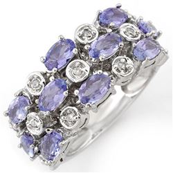2.20 ctw Tanzanite & Diamond Ring 18k White Gold - REF-90H8R
