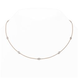2.25 ctw Marquise Diamond Station Necklace 18K Rose Gold - REF-375R8K