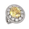 Image 1 : 7.87 ctw Canary Citrine & Diamond Victorian Ring 14K White Gold - REF-170F9M