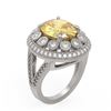Image 2 : 7.87 ctw Canary Citrine & Diamond Victorian Ring 14K White Gold - REF-170F9M