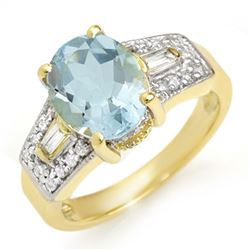 3.55 ctw Aquamarine & Diamond Ring 10k Yellow Gold - REF-94W9H